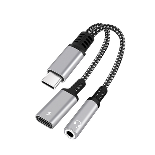 适用二合一Type c转3.5mm耳机数字转接头充电双口转换器tpyec连接音响声卡数据线华为oppo小米vivo手机平板tc