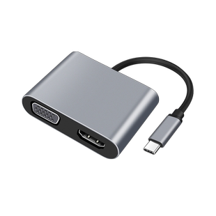 笔记本拓展坞四合一Type c扩展器VGA显示器转换USB多合高清口HDMI电视机充电转接头tpyec数据线接口电脑