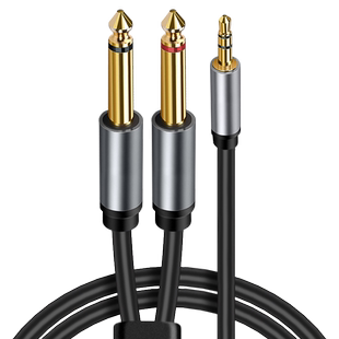 3.5转双6.5音频线公对公一分二转接头6.35mm双声道笔记本电脑手机短电钢琴连接调音台功放音响箱声卡加长话筒