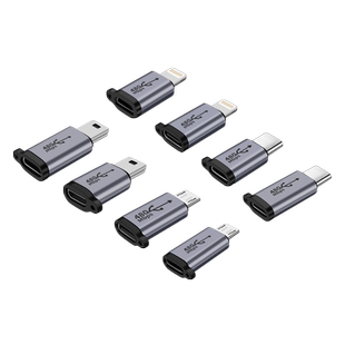 适用苹果安卓T型口Type c转接头公对母扁头tpc母座转换器公mini USB母口记录仪手机车载电源充电数据线汽车