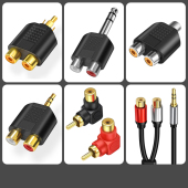 二合一音频线莲花音频转接头RCA音频一分二连接线双头对接立体声3.5接口电视功放音响音箱CD机AV公转母转换器