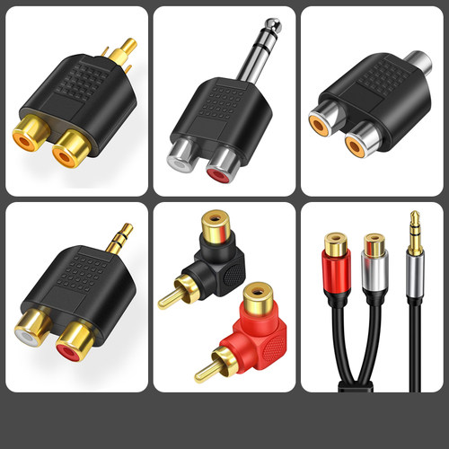 二合一音频线莲花音频转接头RCA音频一分二连接线双头对接立体声3.5接口电视功放音响音箱CD机AV公转母转换器