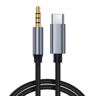 适用手机Type c转3.5mm圆头4段4节专用音频线声卡麦克风话筒直播线加长2米3米伴奏录音唱歌内录输入华为vivo