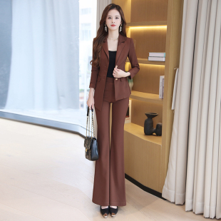 高级感气质通勤西服喇叭裤 美拉德职业套装 两件套 时尚 2025早春新款