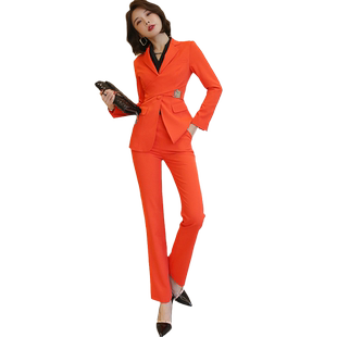 时尚气质职业装女裤套装2026春季新款小西装外套显瘦总裁长裤潮女