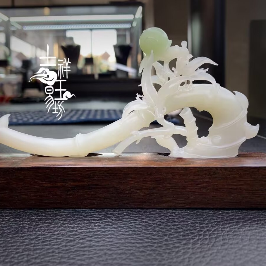 *吉祥玉易坊*青海白玉   青海翠  节节高升*步步为营   摆件