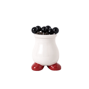 奥斯本创意撞色水果叉不锈钢家居收纳果叉罐套装大肚鞋造型收纳罐