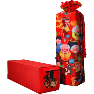 俗画说过年大礼包居家装饰 精致转运送礼盒春联窗花贴纸福字门神红包套装 马年2026农历新年国潮车贴礼品福袋