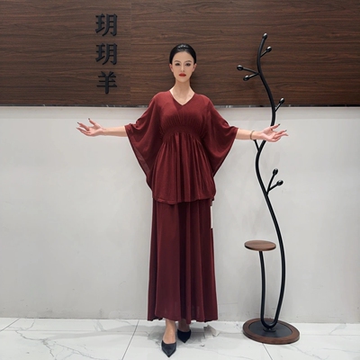 A416【单上衣】铁锈红收腰时尚轻奢气质休闲宽松针织衫玥玥羊