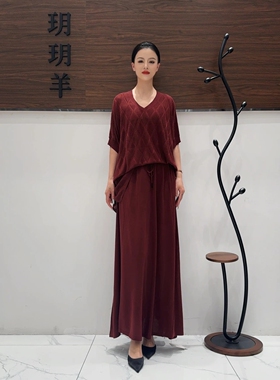 A413【单上衣】铁锈红立体提花时尚轻奢气质休闲宽松针织衫玥玥羊