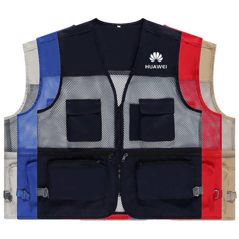 BREATHABLE MESH MESH MULTI-POCKET WORKWEAR ADVERTISING VEST CUSTOM LOGO MENS PHOTOGRAPHY FISHING HORSE CLIP LETTERING