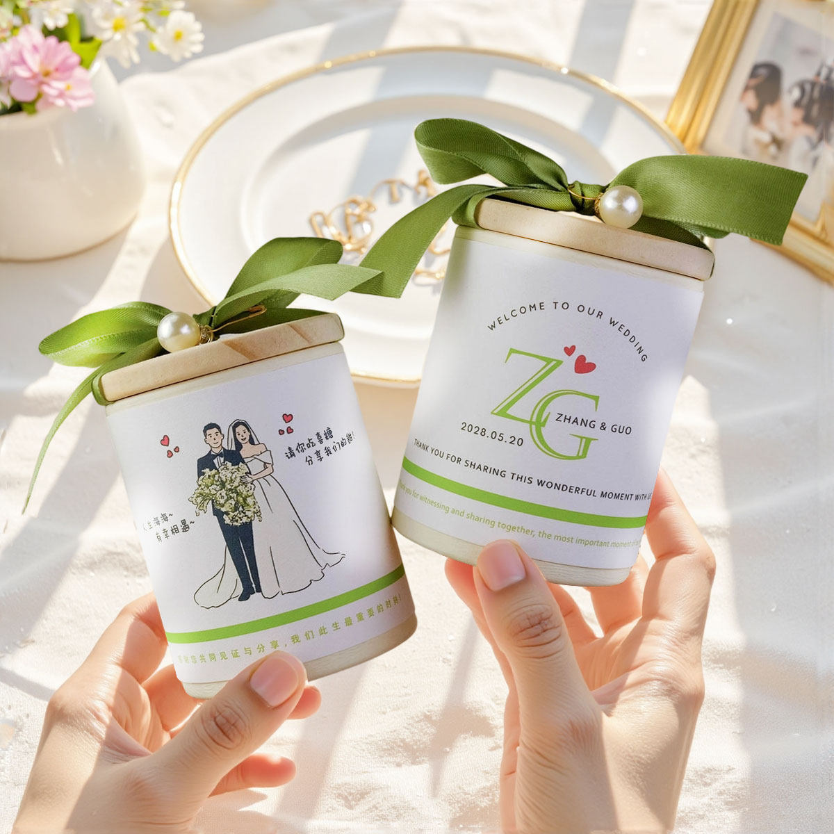 可定制木盖桌糖盒小红书爆款圆桶喜糖盒结婚高级户外婚礼网红创意