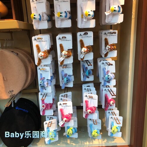 香港迪士尼 唐老鸭草莓味熊史迪奇钢牙卡通发夹抓夹扎发夹子