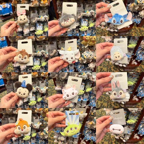 香港迪士尼 Q版米奇米妮奇奇蒂蒂三眼仔小飞象玛丽猫大白毛绒发绳