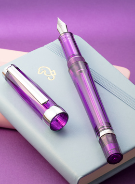 紫色钢笔紫色墨水派利3013复古负压活塞大容量钢笔custom823平替