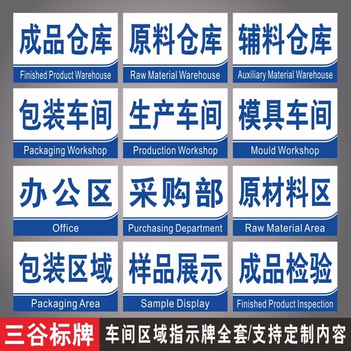 办公原料原材料仓库包装分区标牌