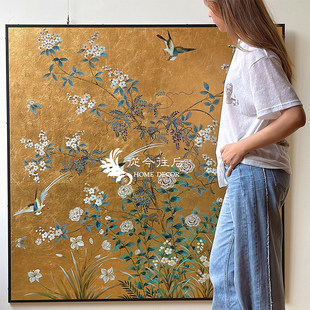 东方美学花鸟同辉客厅装饰画宋代美学法式高级感壁画玄关走廊挂画