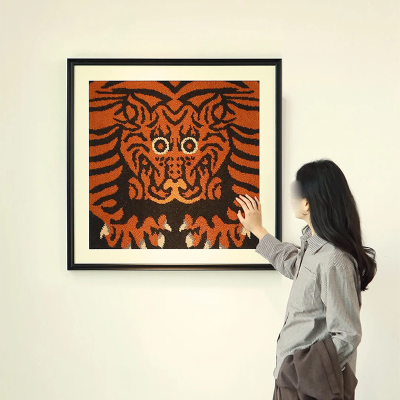 虎纹挂毯装饰画新中式复古软装挂画客厅入户玄关小众艺术书房壁画