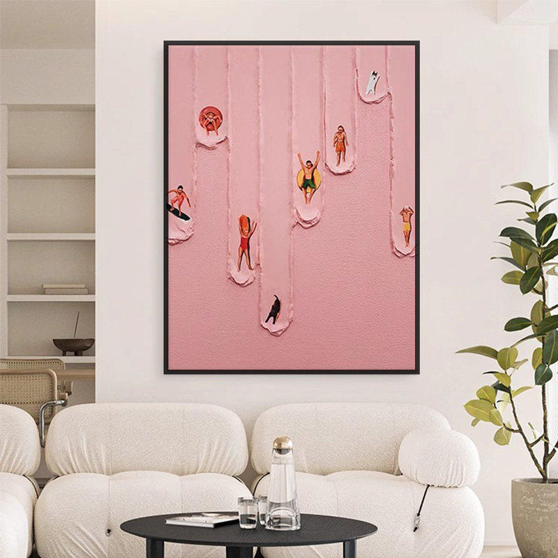 法式奶油风抽象客厅沙发背景墙装饰画玄关高级感粉色小众艺术挂画