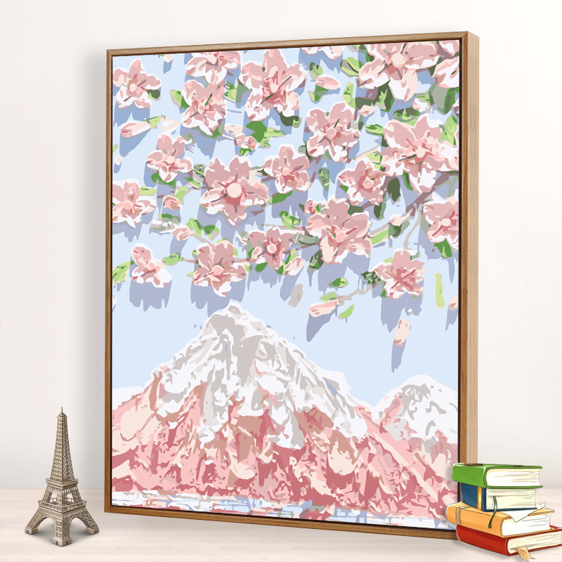 数字油画diy填充油彩画简单手工涂色丙烯画减压卧室装饰画花中月图片