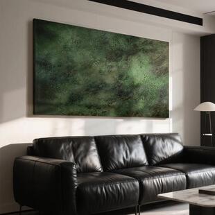 《何止青绿》客厅装饰画横版意式抽象别墅壁画沙发背景墙绿色挂画
