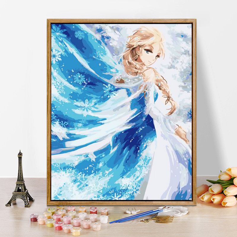 DIY儿童人物手工绘爱莎公主油画