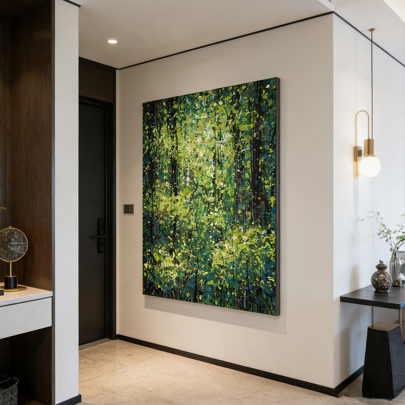 现代简约绿色抽象壁画肌理感客厅餐厅墙面挂画清新自然艺术装饰画