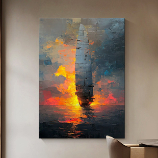 浮光跃金》现代轻奢风景客厅装饰画高端酒店售楼部寓意好玄关挂画