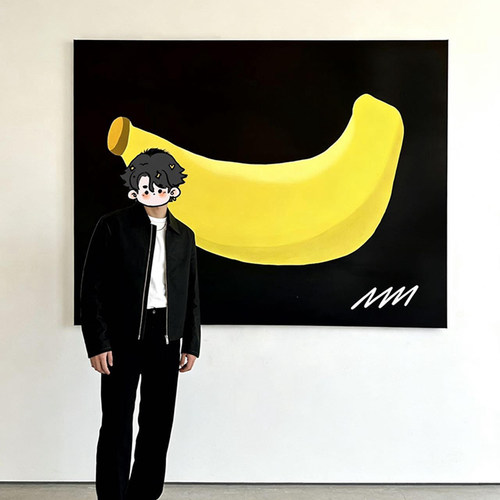 现代简约抽象艺术香蕉挂画治愈系白墙装饰画极简卧室床头客厅壁画