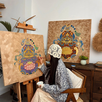 新中式敦煌福禄客厅装饰画