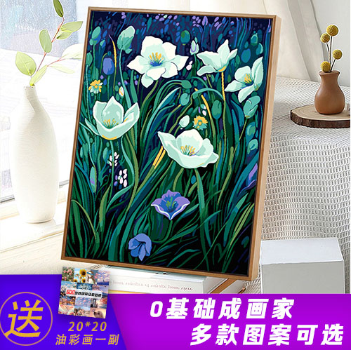 莫奈花卉diy数字油画填色画