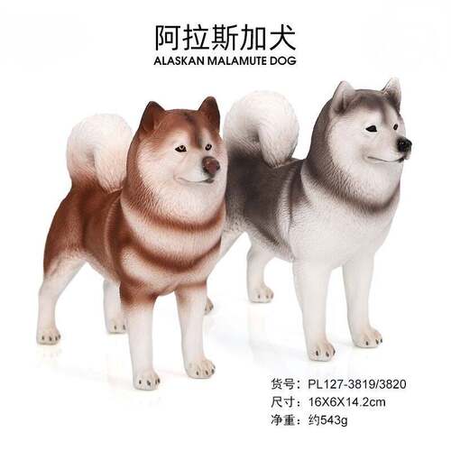 儿童实心仿真动物模型阿拉斯加雪橇犬宠物狗认知玩具摆件手办