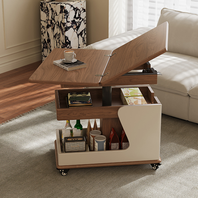 实木可移动茶几升降折叠客厅小户型阳台茶台桌简约沙发边柜边几