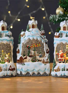 圣诞节水晶球音乐盒飘雪八音盒下雪雪花圣诞老人树鹿女生儿童礼物