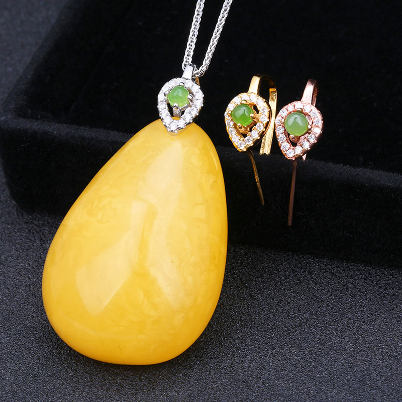 S925纯银吊坠扣镶天然碧玉银扣diy玉佩玉牌蜜蜡琥珀翡翠玉器扣头