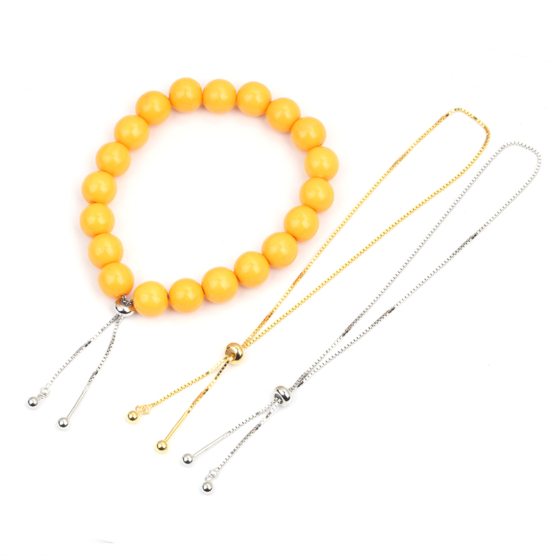 S925纯银穿珠螺丝手链伸缩盒子链