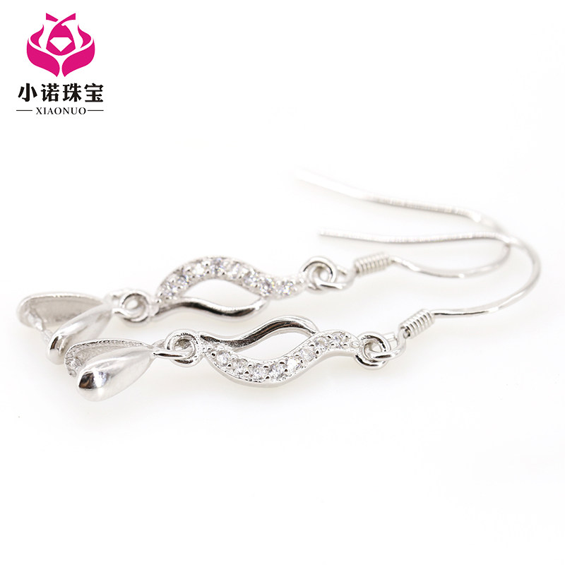 S925纯银耳钩吊坠扣耳饰银扣耳勾扣翡翠玉石耳坠对夹扣DIY耳坠扣
