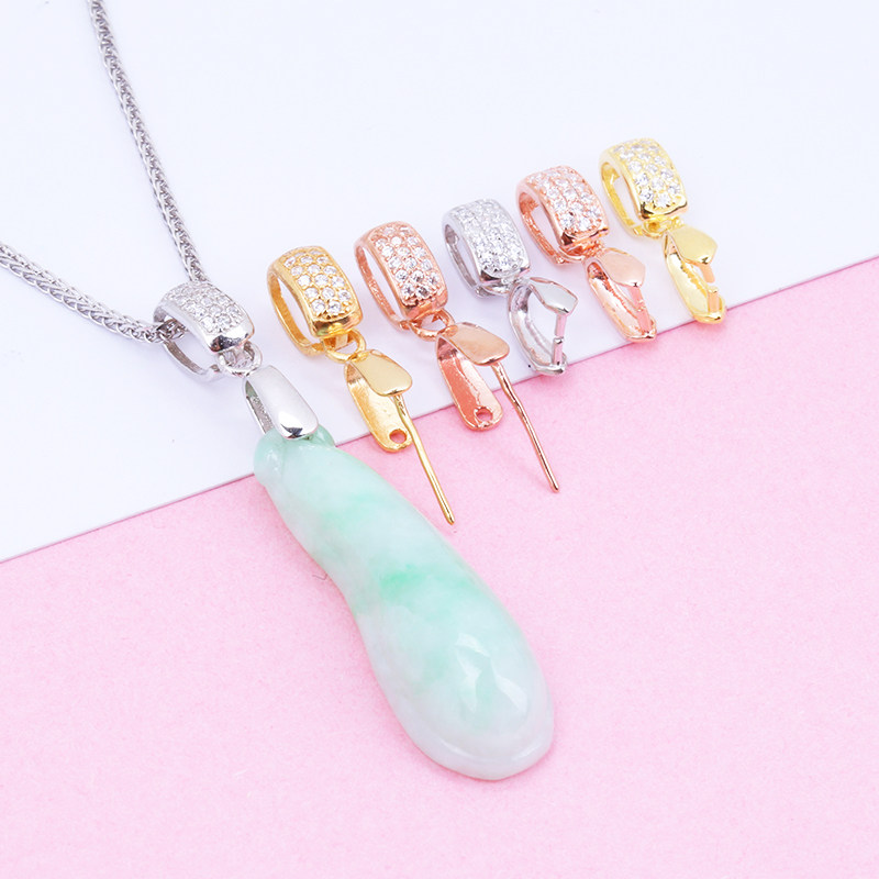 包邮S925纯银吊坠扣玉坠扣翡翠玉器扣玉佛扣瓜子扣玉石扣蜜蜡卡扣