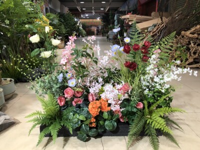 仿真橱窗花丛假植物造景花艺装饰餐厅酒店拍照区花园过道花卉花丛
