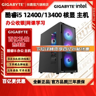 13400核显办公网课游戏视频台式 电脑整机酷睿i512400 技嘉旗舰店DIY兼容组装 电脑主机 百亿