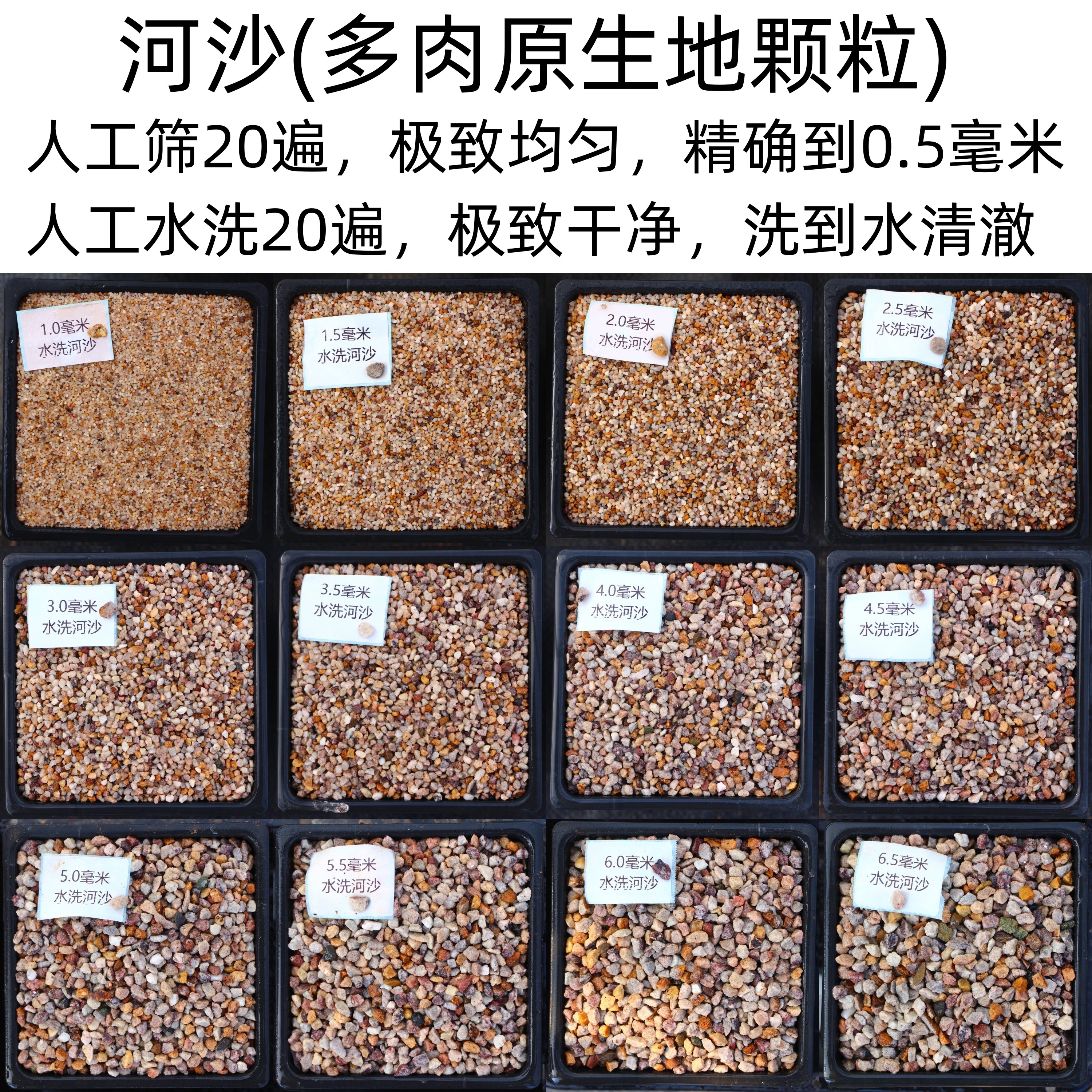 水洗河沙 精筛20遍 多肉介质 颗粒土 铺面石 顾花坊