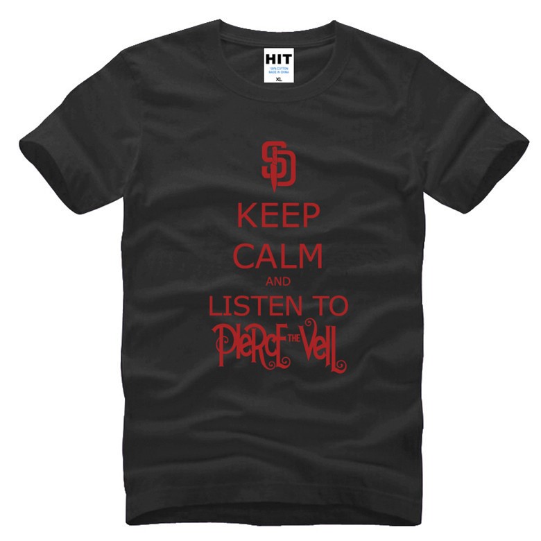 纯棉男式 keep calm and listen to pierce the veil 金属摇滚