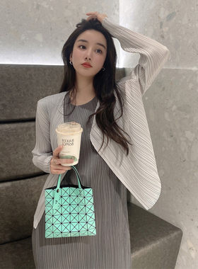 日本直邮三宅新款褶皱套装女背心直筒连衣裙气质百搭通勤开衫外套