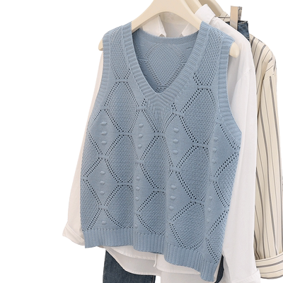 初秋薄款外搭镂空针织背心女罩衫
