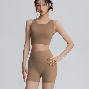 撸铁女孩速干运动套装羽毛球训练服跑步短裤瑜伽服吊带美背高级感