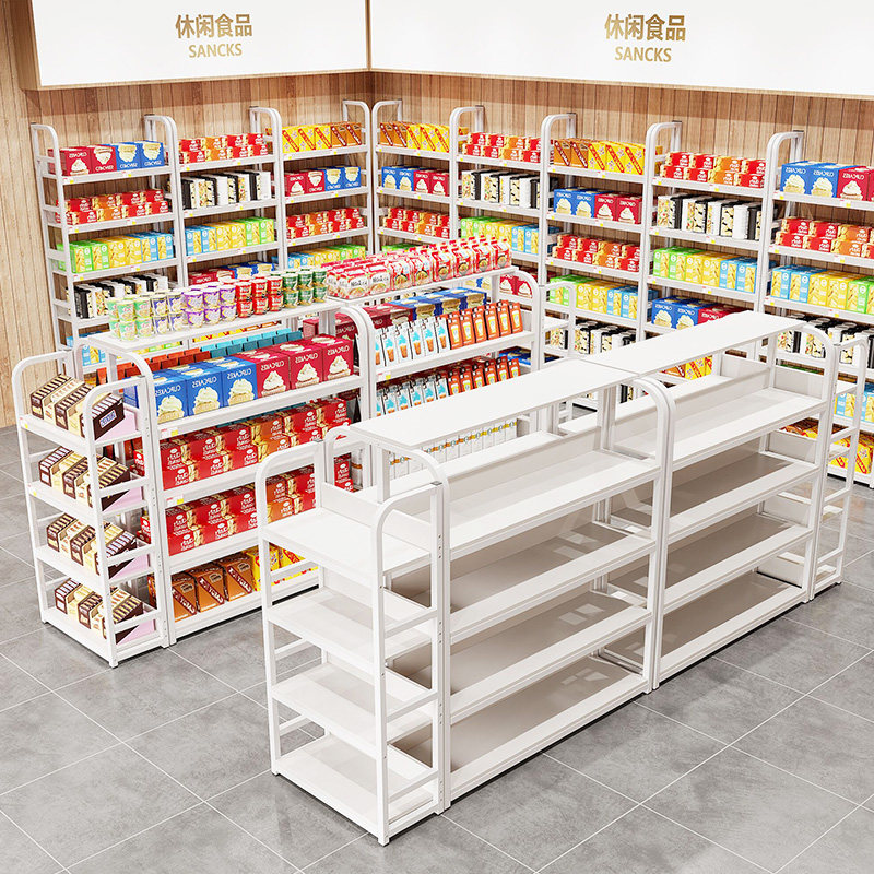 加厚超市货架展示架便利店单面食品架子母婴店文具中岛货架组合架
