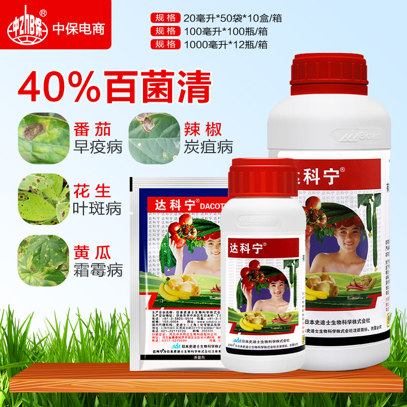 日本 达科宁 40%百菌清 黄瓜霜霉早晚疫叶霉炭疽叶斑病农药杀菌剂 - 实物图