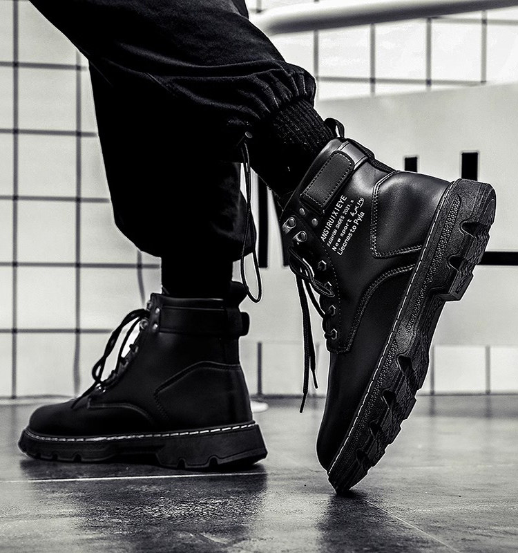 WINTER MENS SHOES MARTIN BOOTS MENS HIGH-TOP BRITISH STYLE WORKWEAR VINTAGE BOOTS MENS CASUAL WATERPROOF LEATHER BOOTS TRENDY SHOES