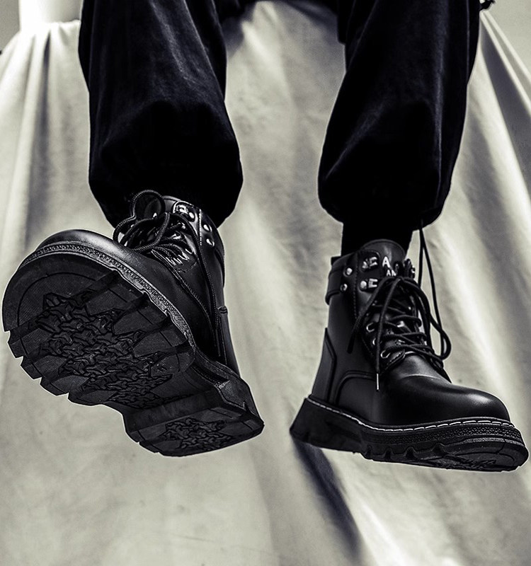 WINTER MENS SHOES MARTIN BOOTS MENS HIGH-TOP BRITISH STYLE WORKWEAR VINTAGE BOOTS MENS CASUAL WATERPROOF LEATHER BOOTS TRENDY SHOES