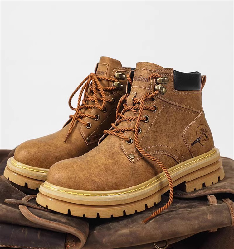 MARTIN BOOTS MENS SHOES WINTER HIGH-TOP BRITISH VINTAGE LEATHER BOOTS MENS COMBAT WORKWEAR MID-TOP PLATFORM DESERT RHUBARB BOOTS